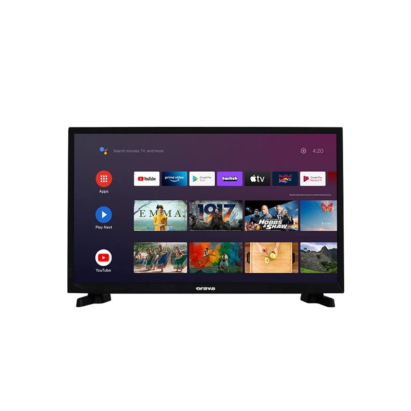 Televize Orava, LT-ANDR24 A01, 24", HD Ready 1366x768, 50/60 Hz, černá, Android TV