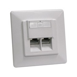 Zásuvka STP 2x RJ45 Cat5E, duální svorkovnice, pod omítku