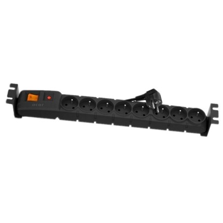 19" rozvodný panel ACAR 8x230V, vypínač, indikátor napětí, přepěťová ochrana, kabel 3m, 1,5U