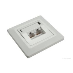 Solarix - zásuvka 2x RJ45, UTP, Cat 6, pod omítku, bílá