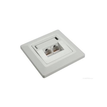 Solarix - zásuvka 2x RJ45, UTP, Cat 6, pod omítku, bílá