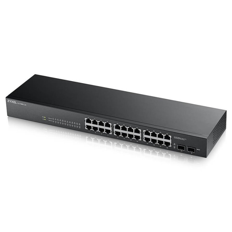 Zyxel GS1900-24 v2 26-port Gigabit Web Smart switch, 24x gigabit RJ45, 2x SFP, fanless