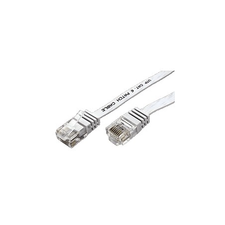 UTP patchkabel kat. 6, plochý, bílý, 5m