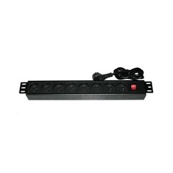 19" rozvodný panel 8x230V, ČSN, kabel 1,8m, vypínač, indikátor napětí, výška 1.5U