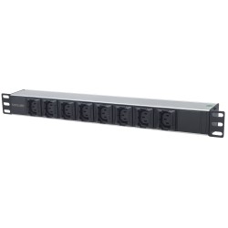 Intellinet rozvodný panel PDU, 8x C13 zásuvka, rack 1U, 2m odpojitelný kabel, proti vypadávání
