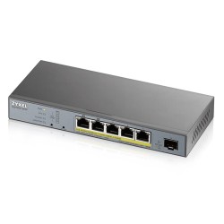 Zyxel GS1350-6HP 6 Port smart managed CCTV PoE switch, long range, 60W, 5x GbE, 1x SFP