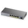 Zyxel GS1350-6HP 6 Port smart managed CCTV PoE switch, long range, 60W, 5x GbE, 1x SFP