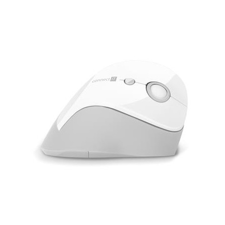 CONNECT IT FOR HEALTH ergonomická vertikální myš, (+ 1x AA baterie zdarma), bezdrátová, BÍLÁ