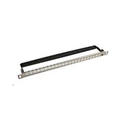 Solarix - 19" patch pan. 24port neosazený nerez 0,5U