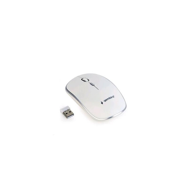 GEMBIRD myš MUSW-4B-01, bílá, bezdrátová, USB nano receiver