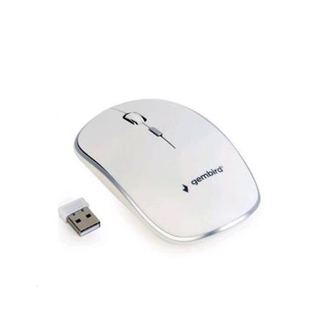 GEMBIRD myš MUSW-4B-01, bílá, bezdrátová, USB nano receiver