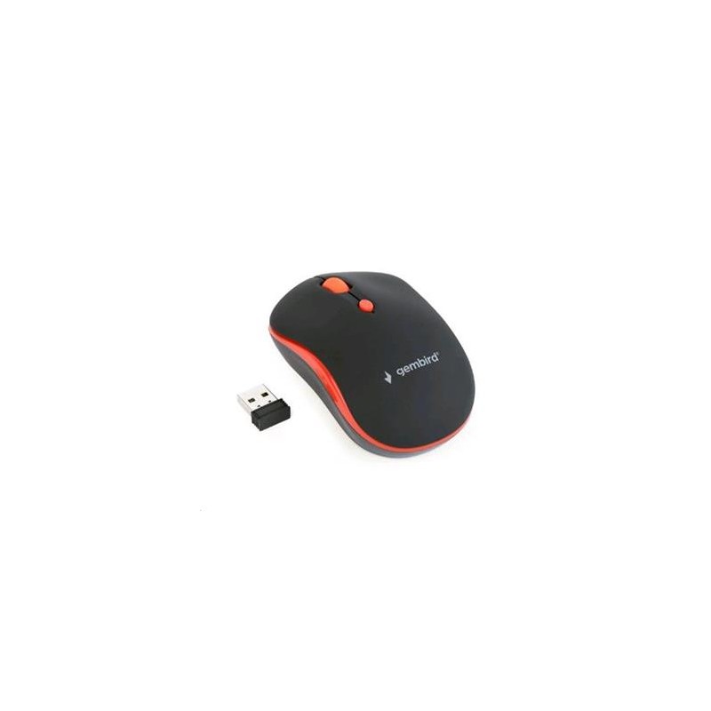 GEMBIRD myš MUSW-4B-03-R, černo-červená, bezdrátová, USB nano receiver