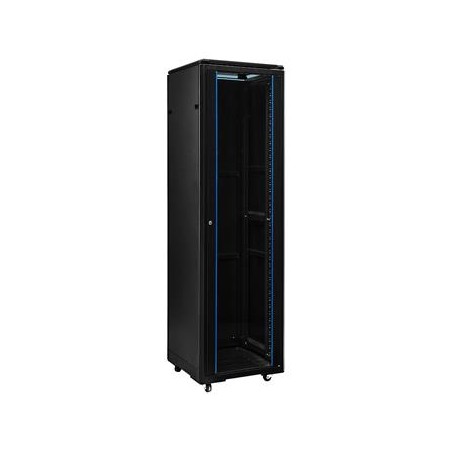 ADEX Stojanový rozvaděč 22U, 800mm, černý, rozložený, skleněné dveře