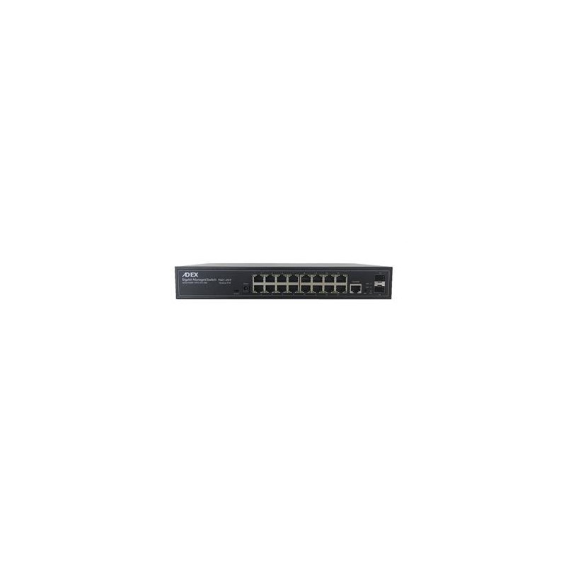 Switch Adex ADS216GRP-VPO-2FO-RM managovatelný, 16x GLAN, 15x PoE-in reverzní, 1x PoE-out, 2x SFP
