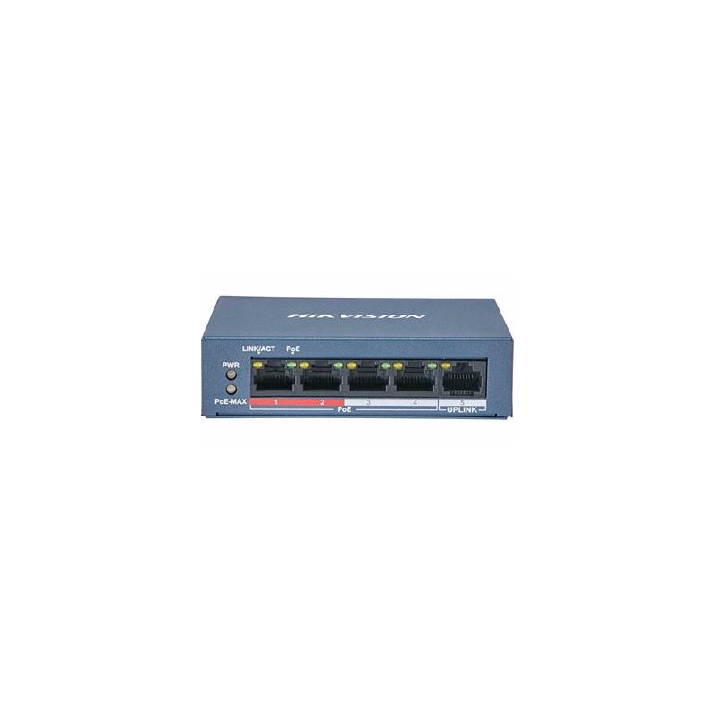 Hikvision switch 4x 100TX PoE + 1x 100TX uplink, 35W, Super PoE