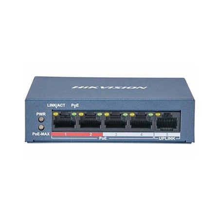 Hikvision switch 4x 100TX PoE + 1x 100TX uplink, 35W, Super PoE