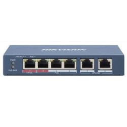 Hikvision switch 1x 100TX HI-PoE + 3x 100TX PoE 2x 100TX uplink, 60W, Super PoE