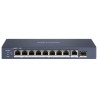 Hikvision full Gb switch 8x PoE (2x HI-PoE), 1x uplink RJ-45 + 1x uplink SFP, 110W, dosah až 300m