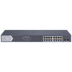 Hikvision Smart managed switch 16x Gb PoE + 2x Gb SFP Uplink, 225W, Super PoE - dosah až 300m