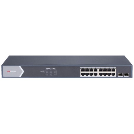Hikvision Smart managed switch 16x Gb PoE + 2x Gb SFP Uplink, 225W, Super PoE - dosah až 300m