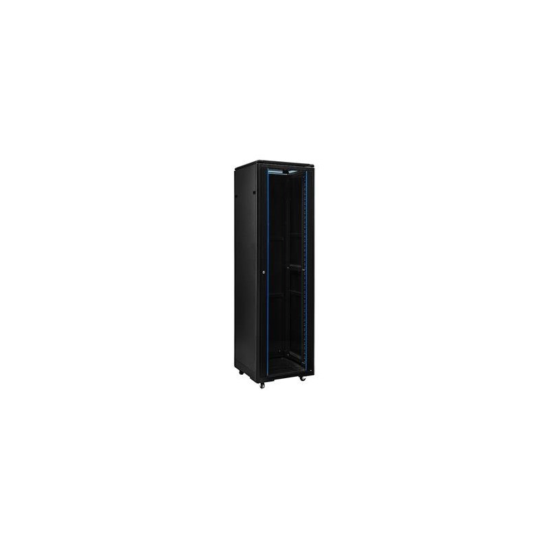 ADEX Stojanový rozvaděč 32U, 600mm, černý, rozložený, skleněné dveře