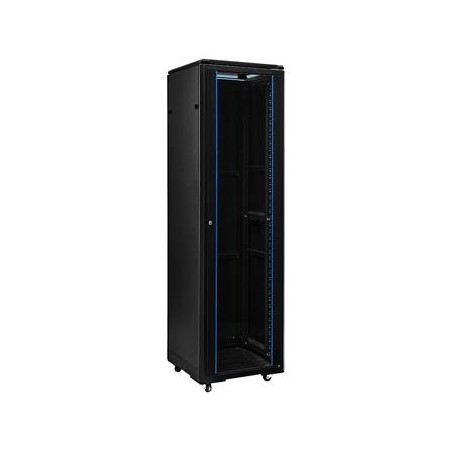 ADEX Stojanový rozvaděč 32U, 600mm, černý, rozložený, skleněné dveře