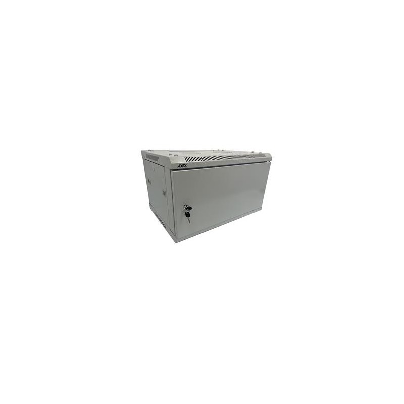 ADEX rozvaděč 9U 450mm šedý, nástěnný, kovové dveře, rozložený