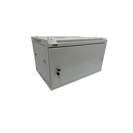 ADEX rozvaděč 9U 450mm šedý, nástěnný, kovové dveře, rozložený