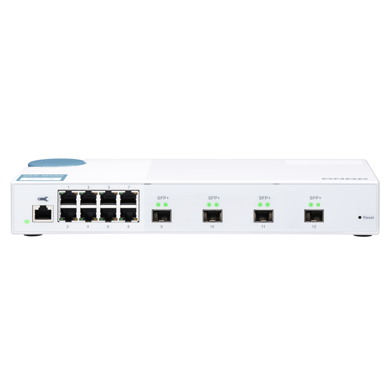 QNAP řízený switch QSW-M408S (12portů: 8x Gigabit port + 4x 10G SFP+ porty)