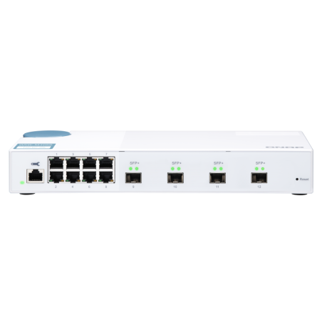 QNAP řízený switch QSW-M408S (12portů: 8x Gigabit port + 4x 10G SFP+ porty)