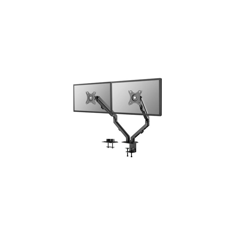 Neomounts FPMA-D650DBLACK/Držák displeje/na stůl/17-27"/svorka+průchodka/VESA 100X100/nosn.2x7kg/2 displeje/černý