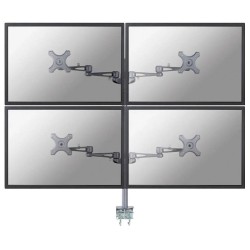 Neomounts FPMA-D935D4 /Držák displeje/na stůl/10-27"/svorka/3čepy/VESA 100X100/nosn.4x6kg/4 displeje/stříbrný