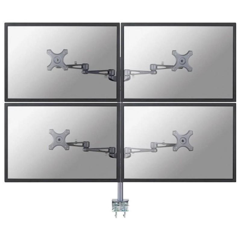 Neomounts FPMA-D935D4 /Držák displeje/na stůl/10-27"/svorka/3čepy/VESA 100X100/nosn.4x6kg/4 displeje/stříbrný