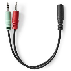 NEDIS redukce pro headsety/ 2x zástrčka 3,5mm jack - zásuvka 3,5 mm jack/ černá/ box/ 12cm