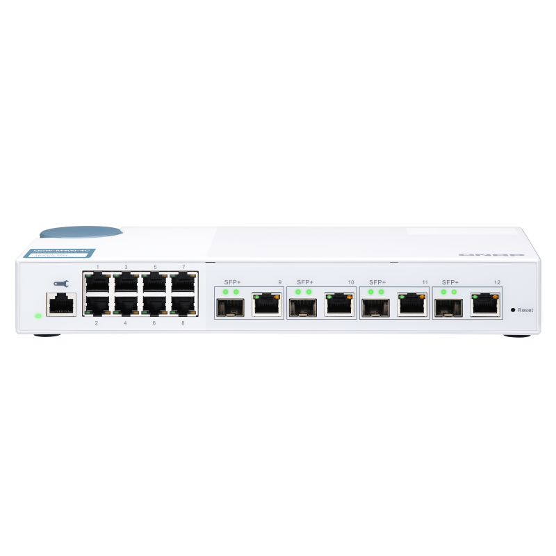 QNAP řízený switch QSW-M408-4C (12 portů: 8x Gigabit port + 4x 10G SFP+ / 10GbE kombo porty)