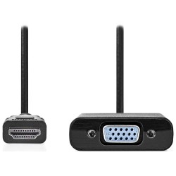 Nedis CCGB34900BK02 - HDMI™ – VGA Kabel | Konektor HDMI™ - VGA Zásuvka + 3,5mm výstup | 0,2 m | Černá barva