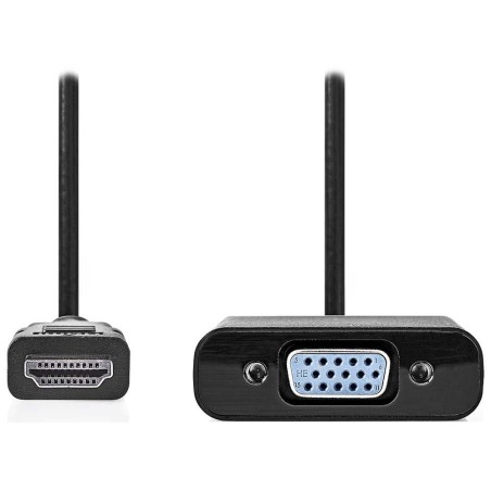 Nedis CCGB34900BK02 - HDMI™ – VGA Kabel | Konektor HDMI™ - VGA Zásuvka + 3,5mm výstup | 0,2 m | Černá barva