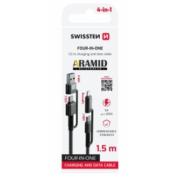 SWISSTEN DATOVÝ KABEL KEVLAR 4in1 3A 1,5 M ANTRACIT