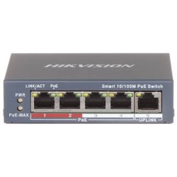 Hikvision Smart switch 4x 100TX PoE + 1x 100TX uplink, 60W, Super PoE