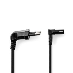 NEDIS napájecí kabel pro adaptéry/ Euro zástrčka - konektor IEC-320-C1/ úhlový-úhlový/ dvoulinka/ černý/ bulk/ 2m