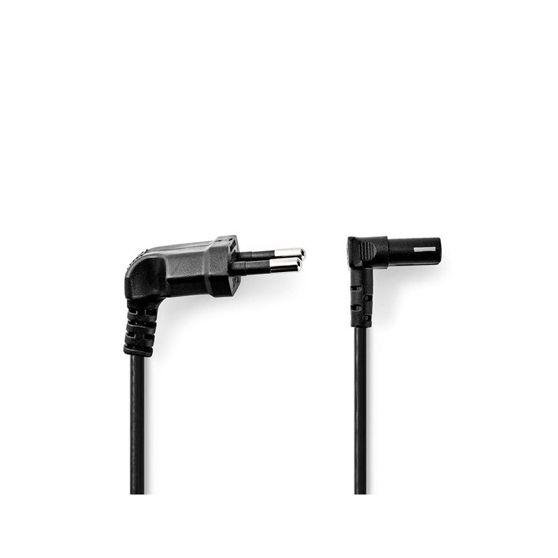 NEDIS napájecí kabel pro adaptéry/ Euro zástrčka - konektor IEC-320-C1/ úhlový-úhlový/ dvoulinka/ černý/ bulk/ 2m