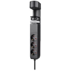 Neomounts DS22-840BL6 VOLT Desk Clamp socket with Quick-charge USB Ports, 3x type-F 230V, 1x USB-A 18W, 2x USB-C 20W