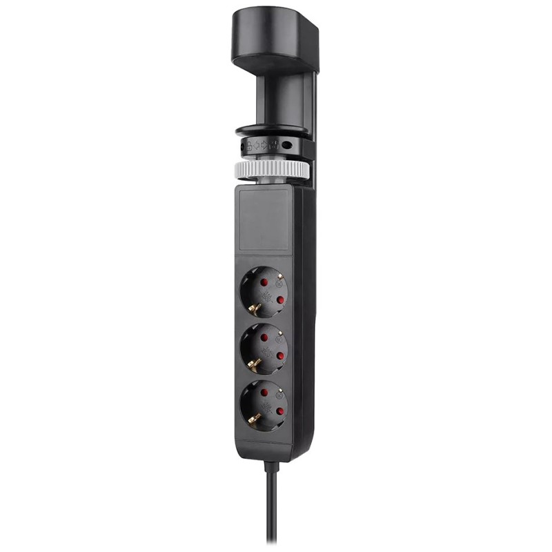 Neomounts DS22-840BL6 VOLT Desk Clamp socket with Quick-charge USB Ports, 3x type-F 230V, 1x USB-A 18W, 2x USB-C 20W