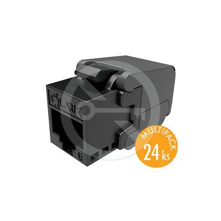 Solarix - MULTIPACK 24 ks, keystone CAT6 UTP RJ45 černý samořezný