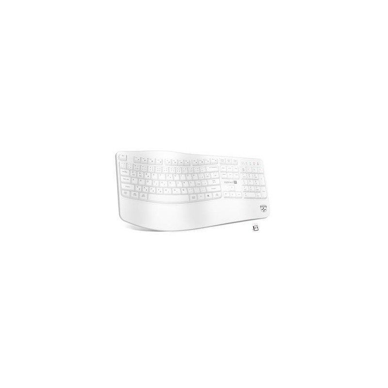 CONNECT IT FOR HEALTH Ergonomická klávesnice, bezdrátová, USB 2.4GHz, CZ + SK verze, BÍLÁ