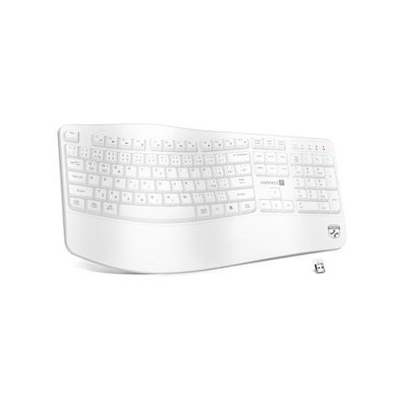 CONNECT IT FOR HEALTH Ergonomická klávesnice, bezdrátová, USB 2.4GHz, CZ + SK verze, BÍLÁ