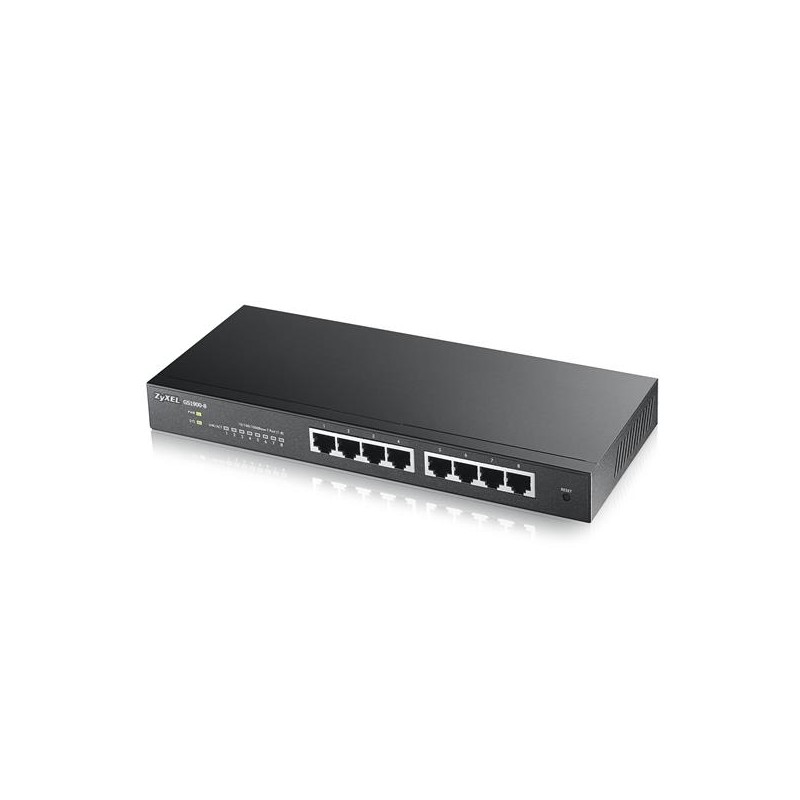 Zyxel GS1900-8 8-port Desktop Gigabit Web Smart switch: 8x Gigabit metal, IPv6, 802.3az (Green), fanless v2