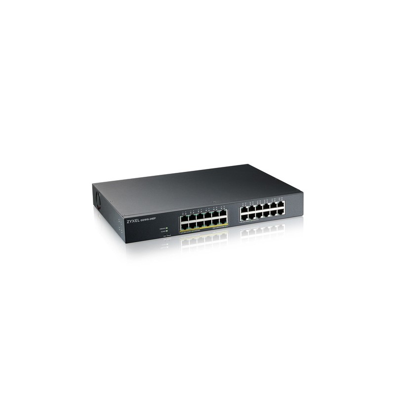 Zyxel GS1915-24EP, 24-port GbE, 12 port PoE, 130 Watt 802.3at, rackmount, fanless, Smart hybrid mode Switch, standalone