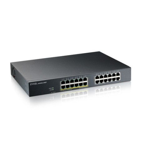 Zyxel GS1915-24EP, 24-port GbE, 12 port PoE, 130 Watt 802.3at, rackmount, fanless, Smart hybrid mode Switch, standalone