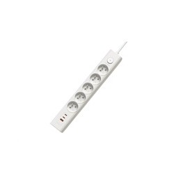 Viking síťová prodlužovací zásuvka YC53, 5x AC 230V, 1x USB-A, 2x USB-C, délka 1,5 m, bílá